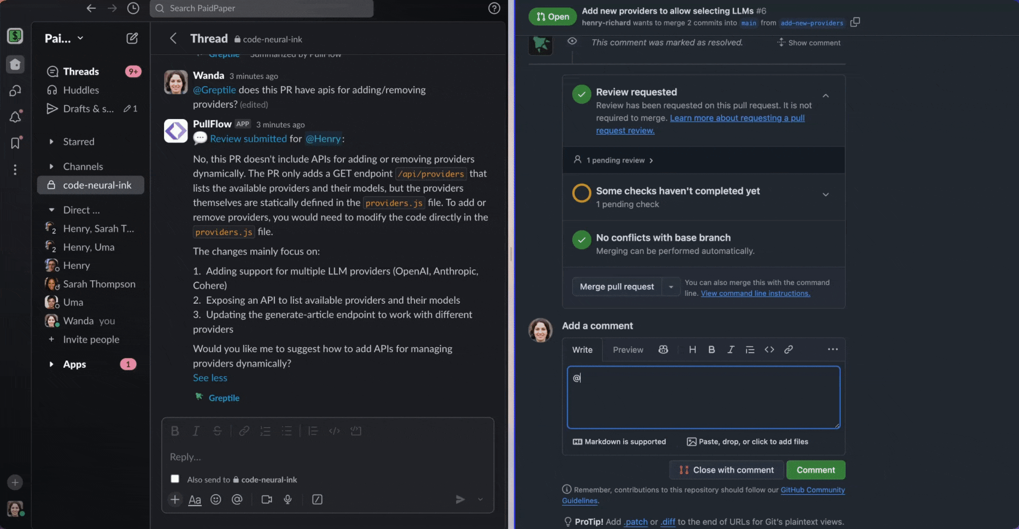 GitHub Slack Agent Communication Integration