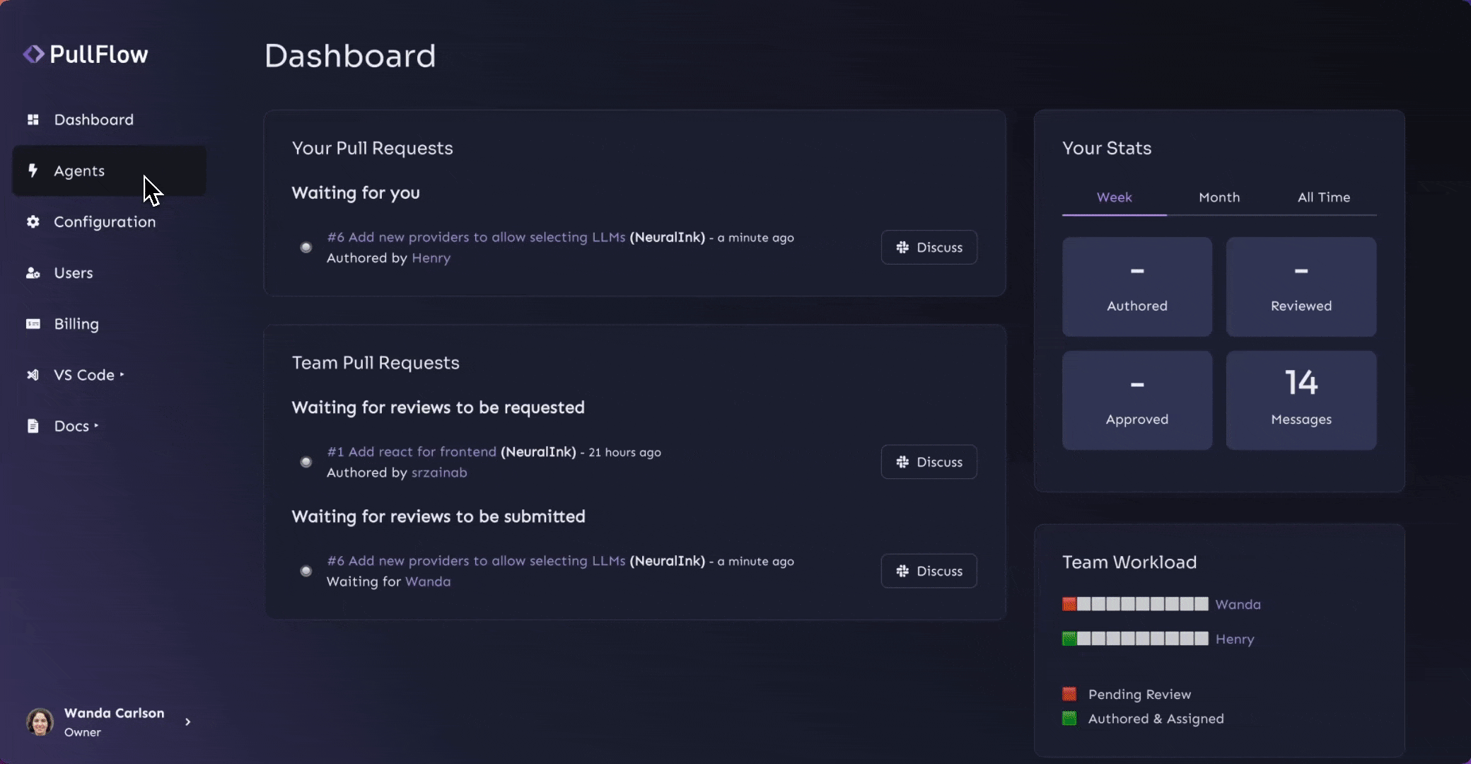 Agents Dashboard Interface